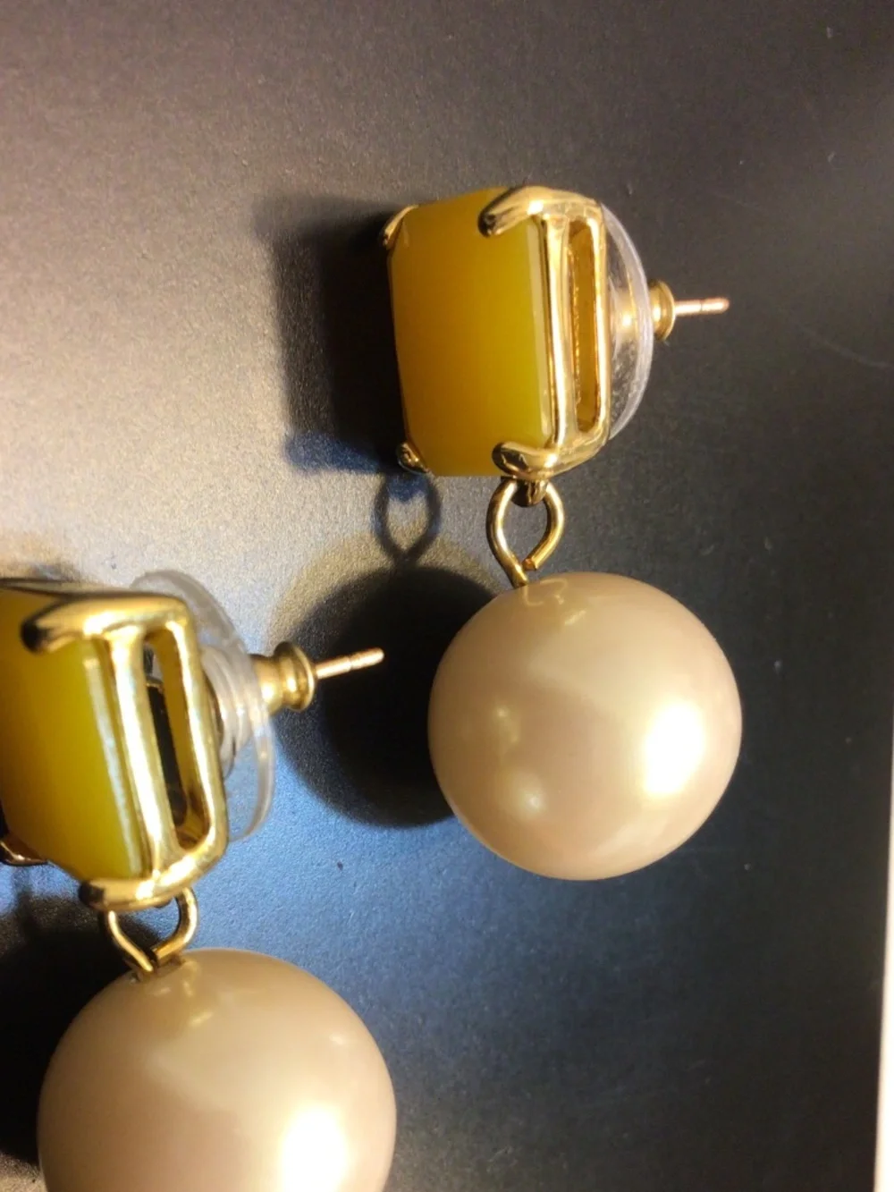 Kate Spade New York Dangle Drop Crystal/Glass Pearl Earrings 14k Gold Filled